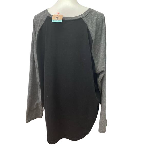 Hand Printed 3XL Upcycled Long Sleeve Giant Fall Pumpkin Cotton Blend Tee Shirt - Picture 2 of 4